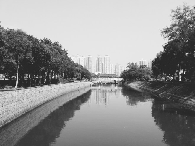 Lam Tsuen River and Kwong Fuk Bridge, Tai Po, Hong Kong.