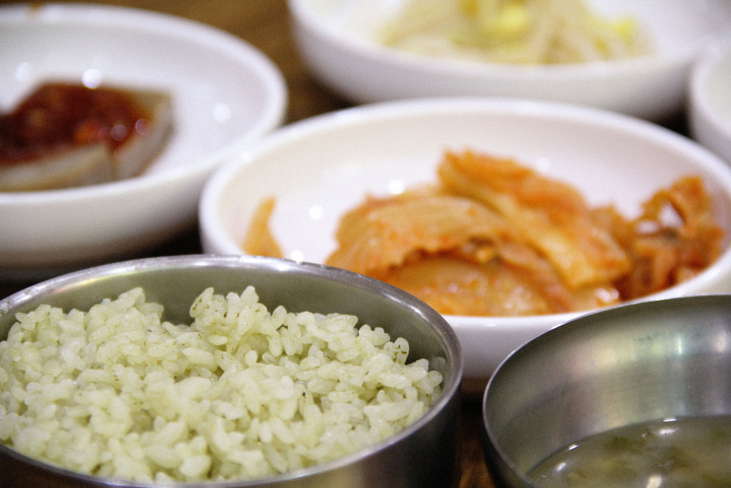 Green tea rice at a restaurant in Boseong green tea plantation.
